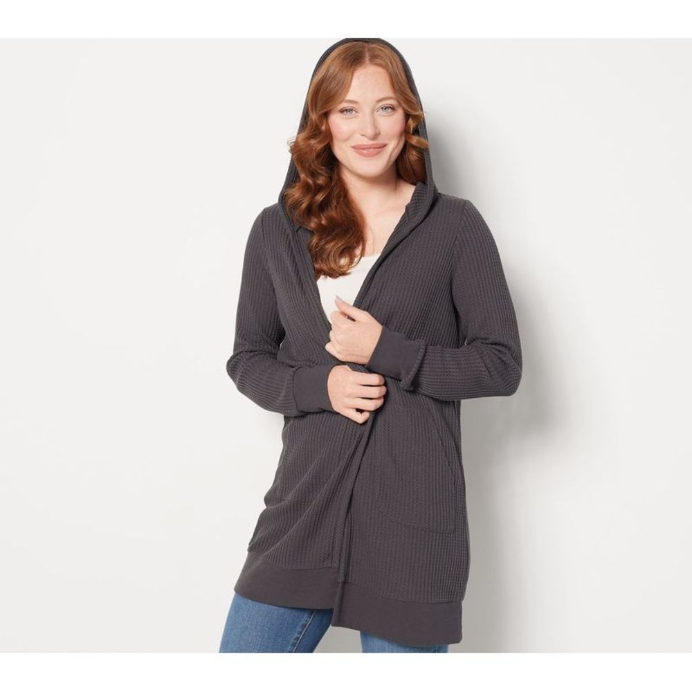 Belle by Kim Gravel Women's Top Plus Sz Sweater 4X Waffle Knit Gray A452142